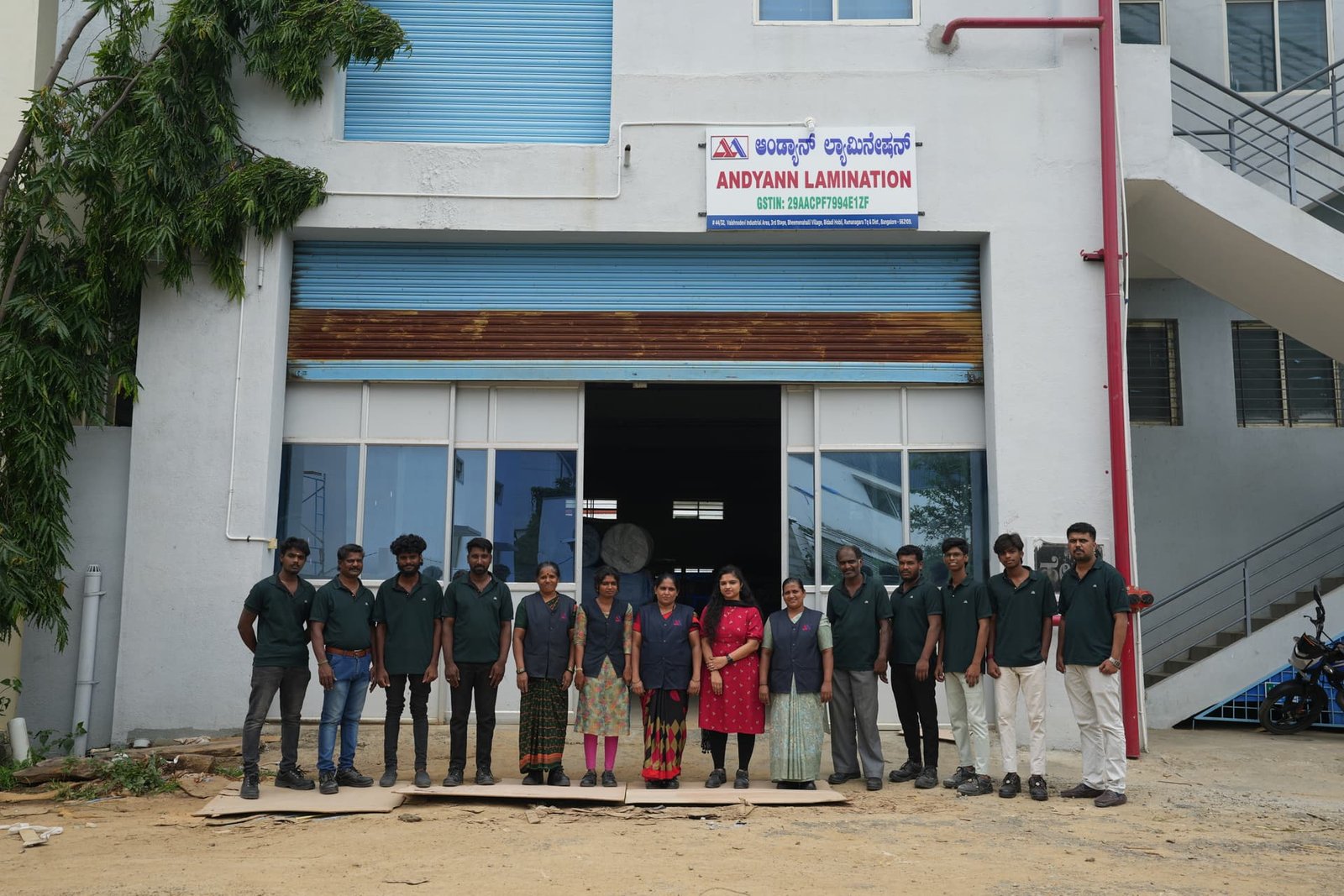 The Andyann Lamination team outside our Bangalore facility